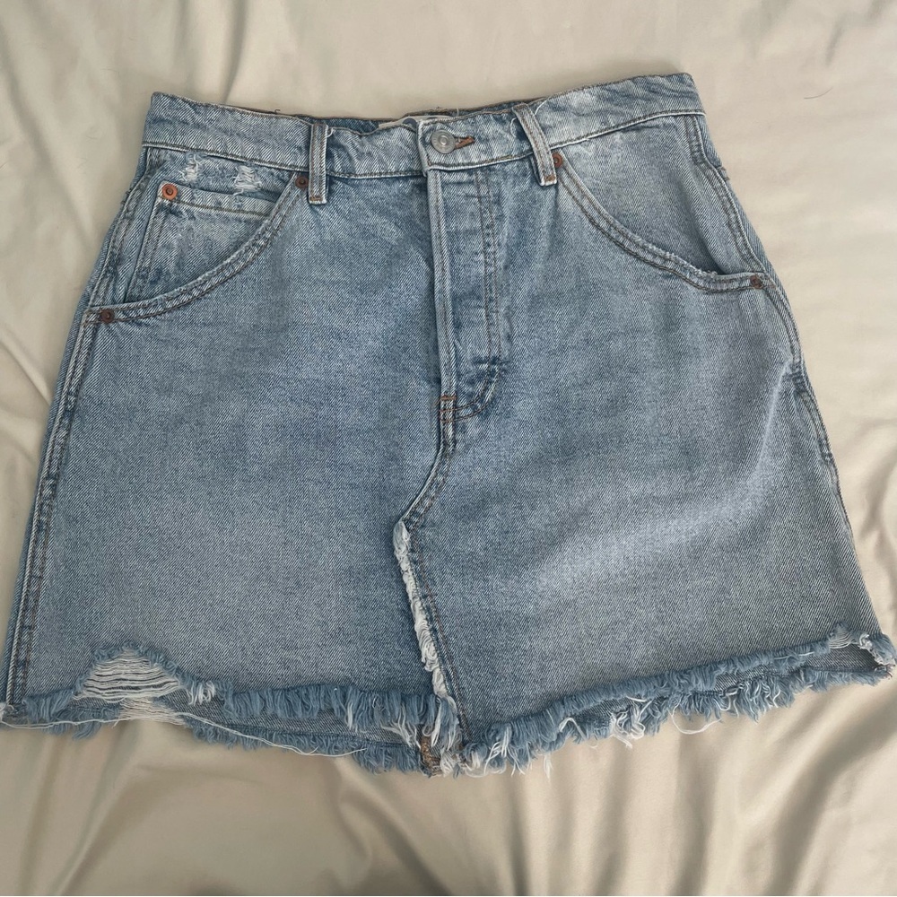 We The Free Distressed Jean Skirt